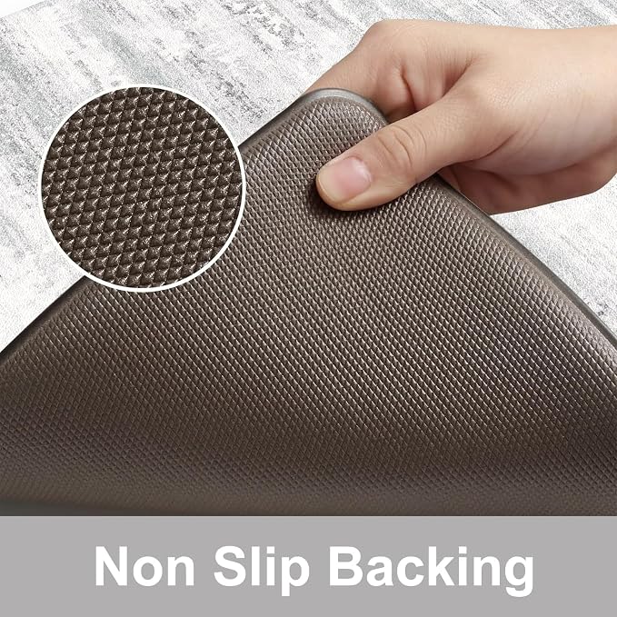 KIMODE Kitchen Mats Cushioned Anti Fatigue, Abstract Grey Farmhouse Kitchen Rugs Sets of 2, Non Slip Kitchen Mats for Floor, Padded Kitchen Floor Mat for Sink Laundry Desk 17"x59"+17"x29"