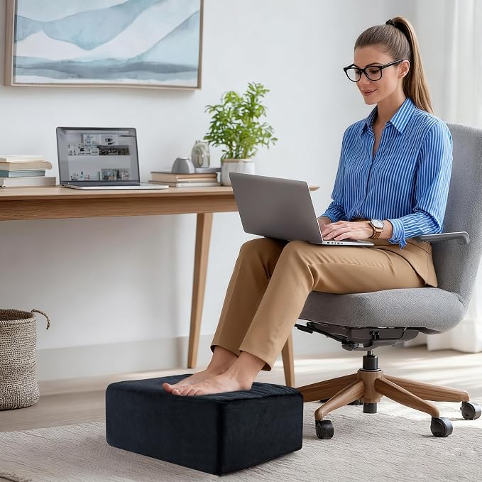 Ganondorf 3PCS Foot Rest for Under Desk at Work Adjustable Foot Rest Under Desk Ergonomic Foot Stools for Under Office Desk Extra Large Leg Pillow for Underdesk Footrest with Warm Sherpa Topper, Black
