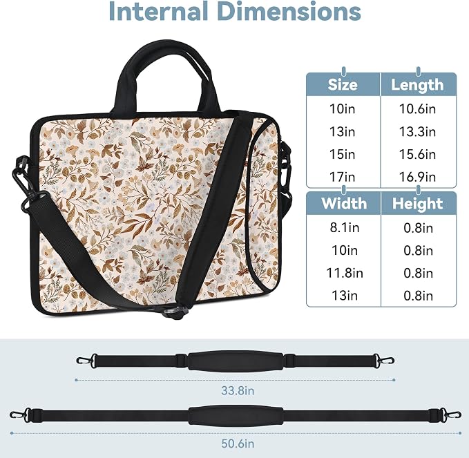 RICHEN 17 inch Laptop Shoulder Bag Carrying Case with Handle Fits 15.6/16/17/17.3/17.4 inch Laptop Notebook (Sicilian Flowers, 16-17.3 inch)
