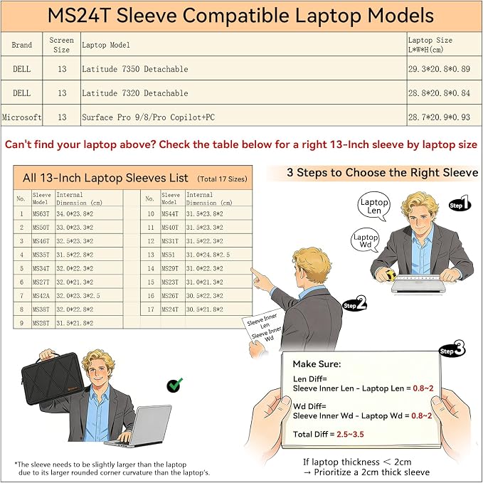 Smatree MS24T Hard Protective 13 inch Laptop Sleeve Case Compatible for Apple MacBook Neo A18 Pro A3404, for DELL Latitude 7350/7320 Detachable, for Microsoft Surface Pro 8/Surface Pro 9