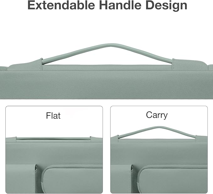 MOSISO 360 Protective Laptop Case 13 inch, Laptop Sleeve Compatible with MacBook Air 13 inch M5 M4 M3 M2 M1 2026-2018 / Neo/Pro 13 M2 M1, Side Open Bag with 2 Raised&1 Flapover Pockets,Antique Green