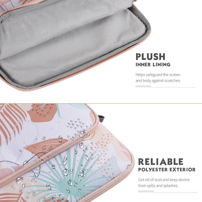 MoKo Laptop Sleeve Bag for 13.3-14 Inch, Notebook Carrying Case with Pocket Fits New MacBook Pro M3/M2 14" /13" M2/M1 Pro/M1 Max 14.2 2023-2021/Air 13.6" M2 2022, Surface Pro 9/8 13", Tropical Leaf