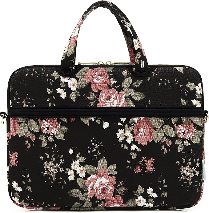 kayond Black C Rose Patten water resistant Laptop Shoulder Messenger Bag Case Sleeve for 12 Inch 13 Inch Laptop,Laptop Briefcase