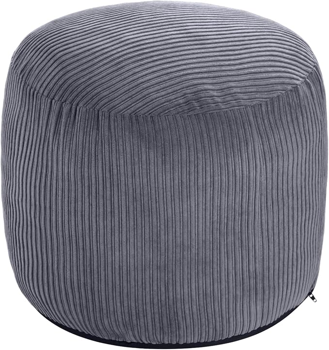 WSOFRLAC Pouf Ottoman Foot Stools Ottoman with Foam Small Corduroy Ottomans for Living Room Ottomans Pouf 20x15 Floor Poufs Foot Rest for Office Chair Dark Grey Foot Stool Small