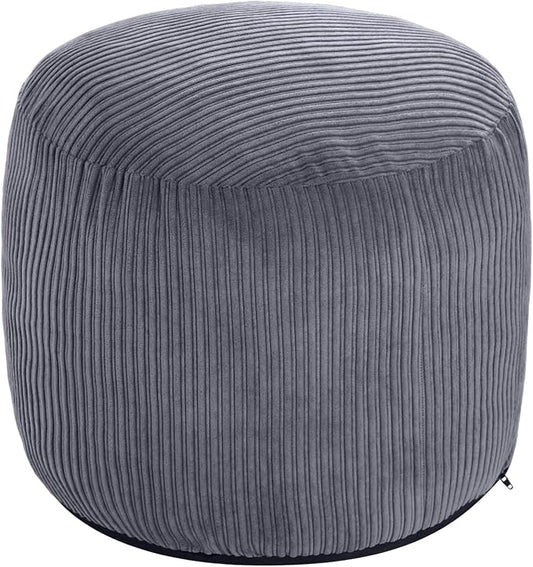 WSOFRLAC Pouf Ottoman Foot Stools Ottoman with Foam Small Corduroy Ottomans for Living Room Ottomans Pouf 20x15 Floor Poufs Foot Rest for Office Chair Dark Grey Foot Stool Small