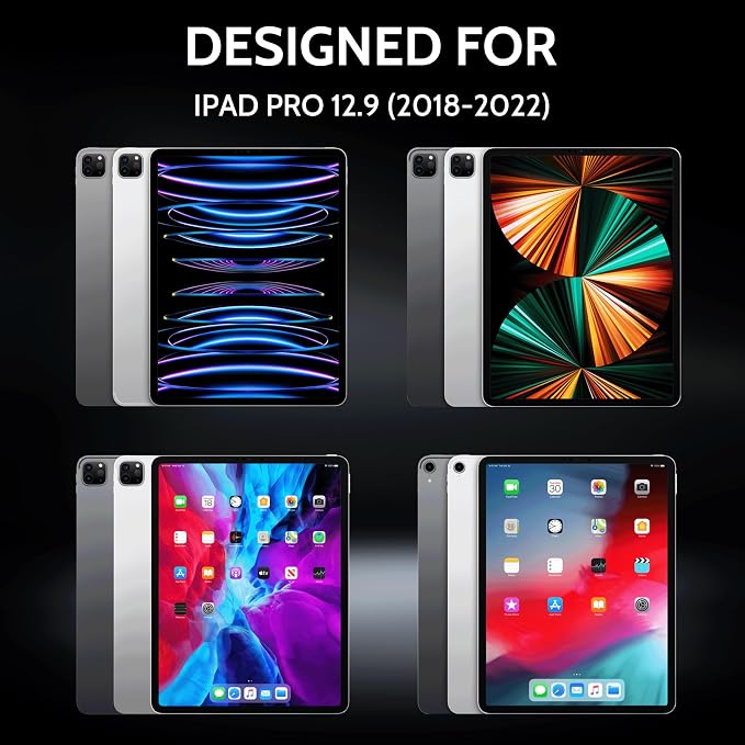Peslv 360° Privacy Screen for iPad Pro 12.9 Inch 2018 2020 2021 2022, Anti Glare Blue Light Spy Filter Private Cover, High Sensitive Bubble-Free Easy Install Black Security Protector