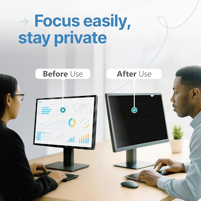 VINTEZ 23 Inch 16:9 Privacy Screen for Computer Monitor and Laptop - Anti Glare Protector Film Blue Light Filter Eye Protection - Computer Screen Privacy Shield, [1 Pack]