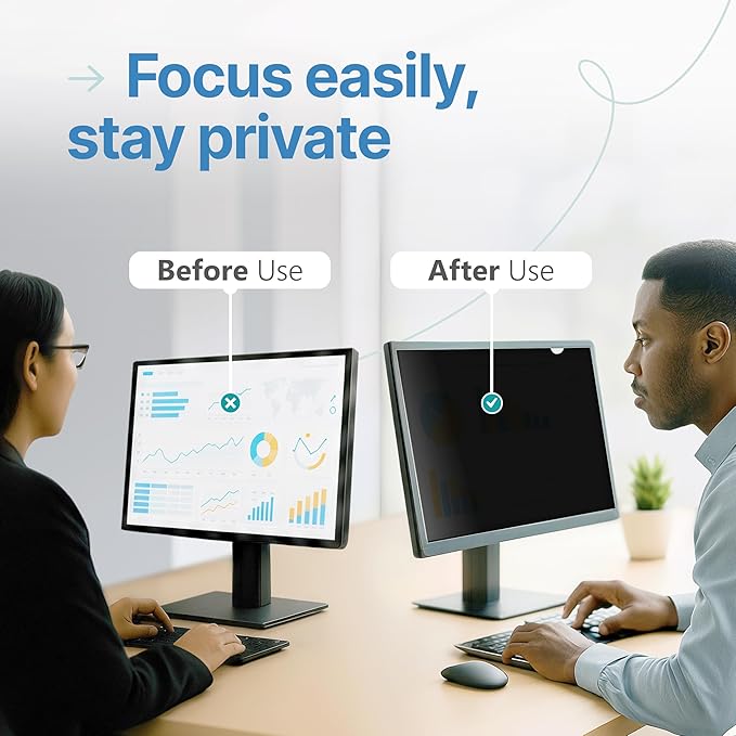 VINTEZ 24 Inch 16:9 Privacy Screen for Computer Monitor and Laptop - Anti Glare Protector Film Blue Light Filter Eye Protection - Computer Screen Privacy Shield, [1 Pack]