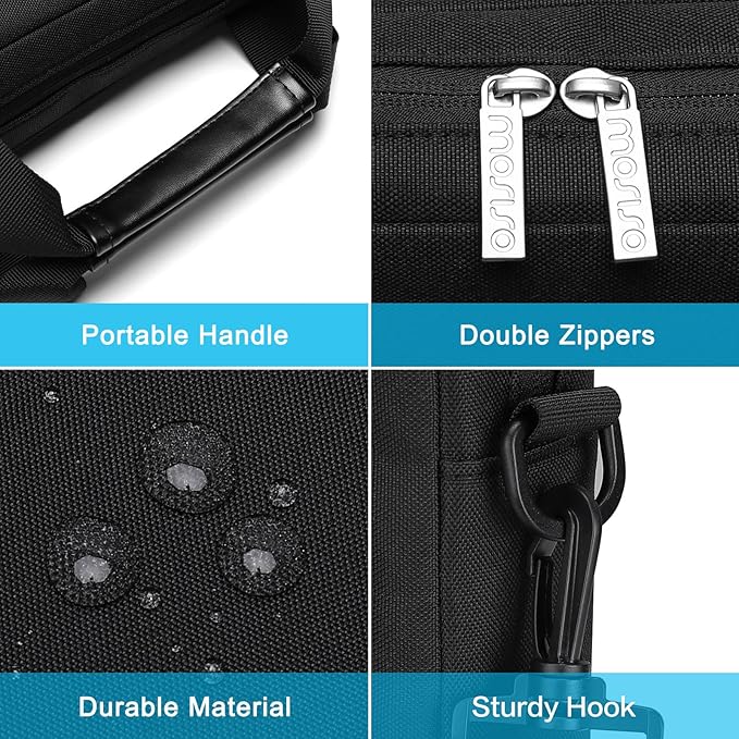 MOSISO Laptop Shoulder Bag 13 inch, 13 inch Computer Bag Compatible with MacBook Neo 13 inch/Air 13.6 M5 M4 M3 M2/Air 13 M1/Pro 13 M2 M1 with 2 Raised&1 Flapover&1 Horizontal Pocket&Handle&Belt, Black