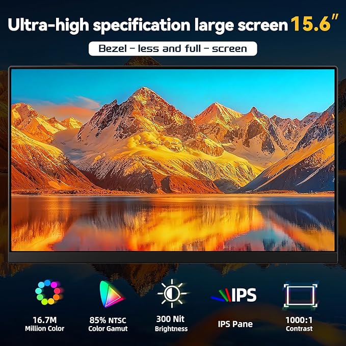 Laptop Screen Extender 15.6" 120% sRGB - FHD 1080P IPS Dual Laptop Monitor Extender with Detachable Screen, Second Monitor for 13"-17.3" Laptops, Plug-Play for Windows Mac Android Chrome