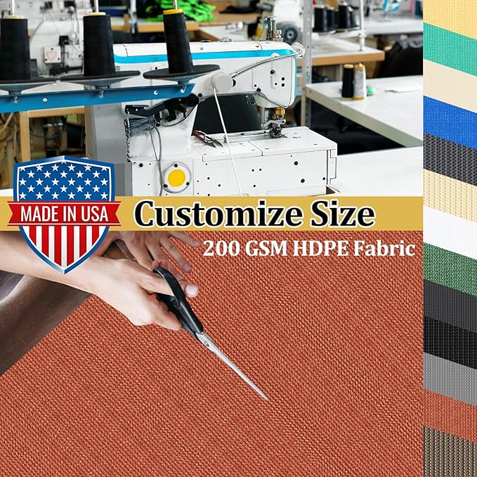 Shade&Beyond Customized Size 4' X 7' Shade Cloth with Grommets, 90% UV Protection UV Protection Mesh Tarp Sun Screens for Patio GN01, Rust Red