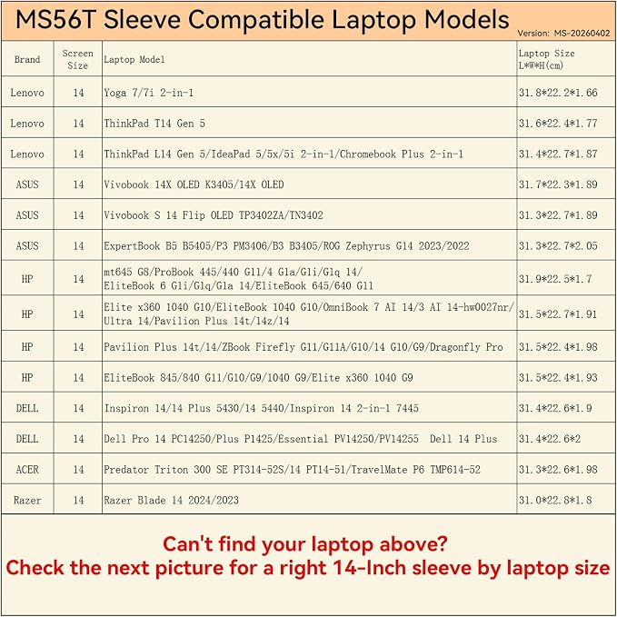 Smatree MS56T Hard Protective 14 inch Laptop Sleeve Case Compatible for HP OmniBook Ultra/EliteBook/ProBook, DELL Pro 14/Inspiron 14, for Lenovo ThinkPad/IdeaPad, ASUS/ACER/Razer Laptop