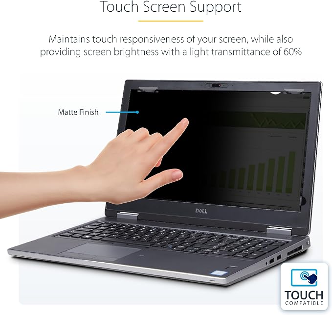 StarTech.com 16-inch 16:10 Flip-Up Privacy Screen with Touch, Laptop Security Shield, Anti-Glare Blue Light Filter