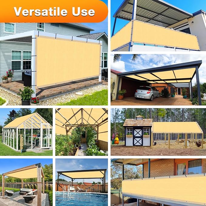 Artpuch Outdoor Pergola Shade Cover 16x24 FT Sun Shade Cloth with Grommets Sand 90% UV Protection Canopy Patio Privacy Screen (Customized Available)