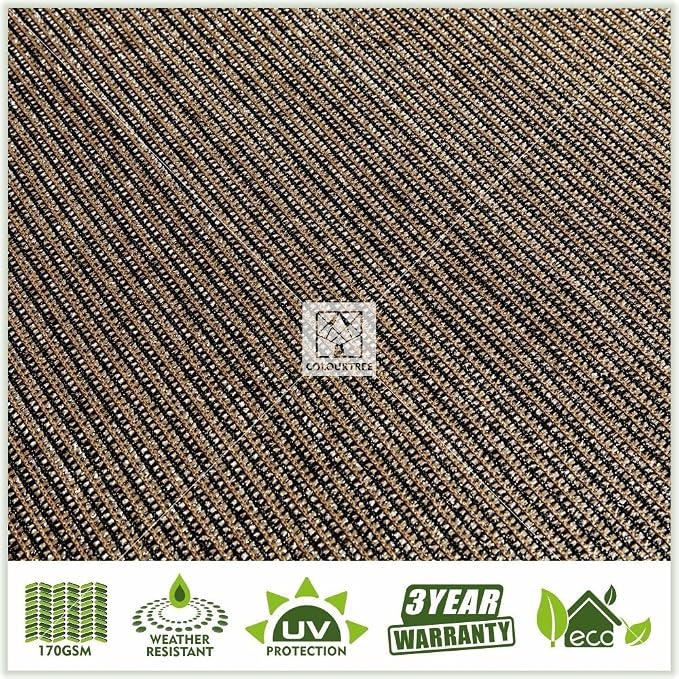ColourTree Customized Size Fence Screen Privacy Screen Brown 4' x 40' - Commercial Grade 170 GSM - Heavy Duty - 3 Years Warranty - Cable Zip Ties Included
