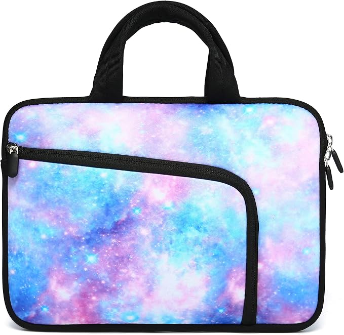 11 11.6 12 12.1 12.5 inches Laptop Sleeve Chromebook Case Ultrabook Case Notebook Sleeve PC Messenger Bag Tablet Case Neoprene Handle Sleeve for Adult Men Women, Two Pockets (Blue Galaxy)