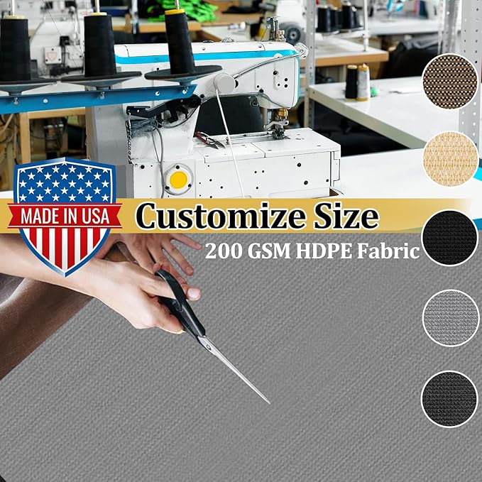Shade&Beyond Customized Size 5' X 5' Shade Cloth with Grommets, 90% UV Protection UV Protection Mesh Tarp Sun Screens for Patio GN01, Light Gray