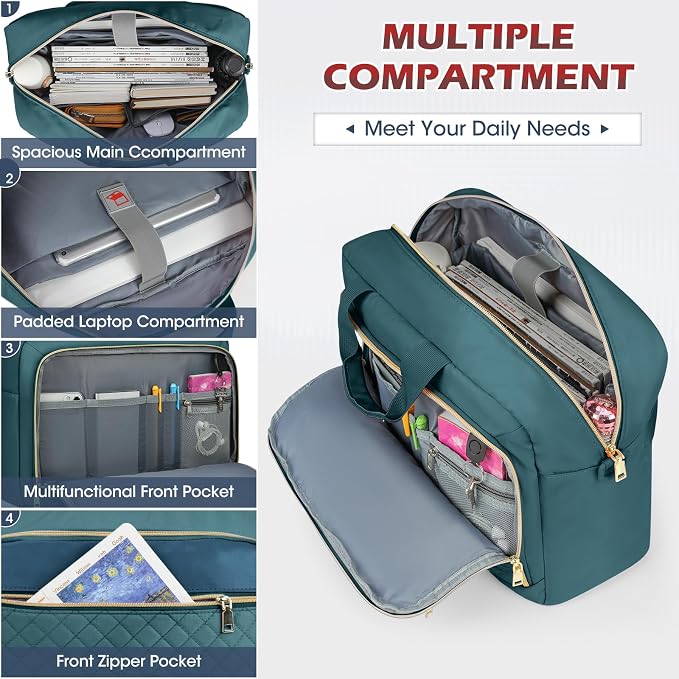 NEWHEY Laptop Bag 17.3 Inch Laptop Briefcase for Women Men Waterproof Shoulder Messenger Bag Large Computer Bag for Business Office Work College, Dark Green
