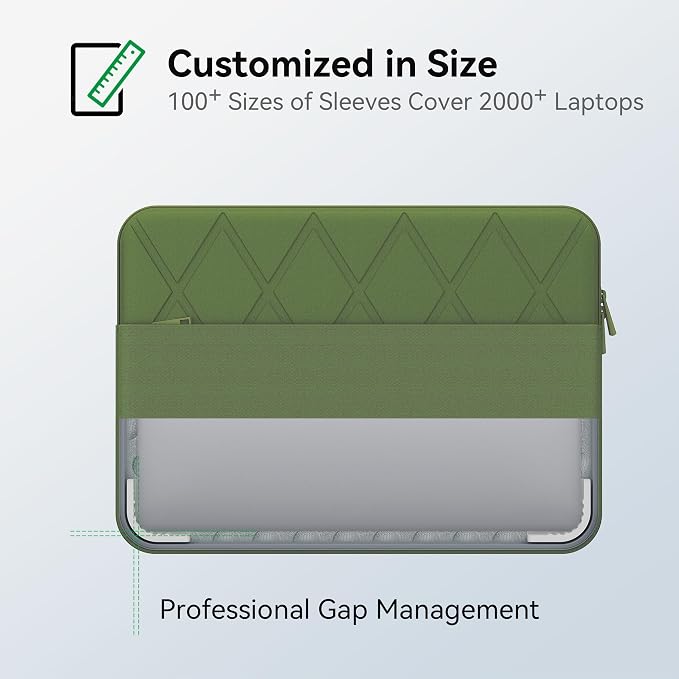 Smatree Laptop Sleeve for 13.5 inch Microsoft Surface Laptop 6/5/4, Case with Accessory Pocket, YKK Zipper, Patented Shockproof Design, Green (E457G)