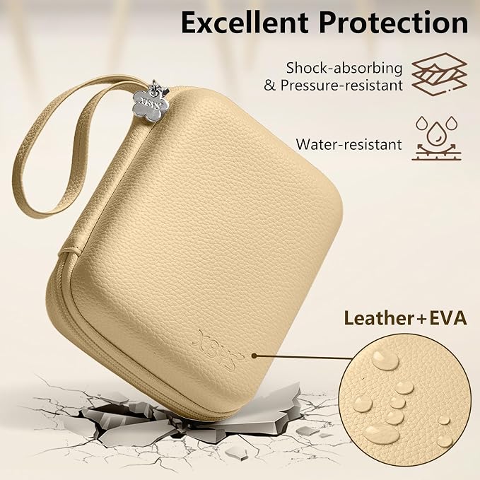 Charger Case for Macbook, Portable Tech Electronic Organizer Bag, Small Travel Storage Pouch for Laptop Accessories, MacBook Power Adapter, Charging Cords, USB Drives (Light Khaki, L)
