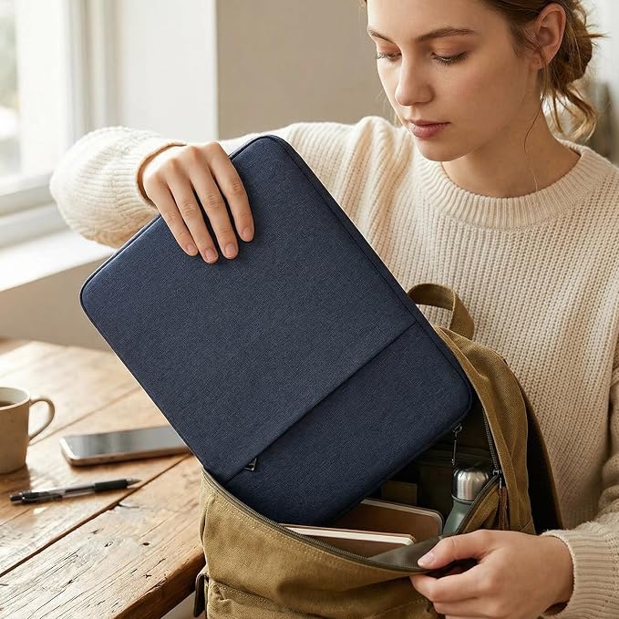 15.6 Inch Laptop Sleeve Case for HP Pavilion 15.6, Compatible with Acer Chromebook 15/ Aspire, ASUS Chromebook CX15/ VivoBook 15 16, Water Resistant Computer Carrying Bag, Navy Blue
