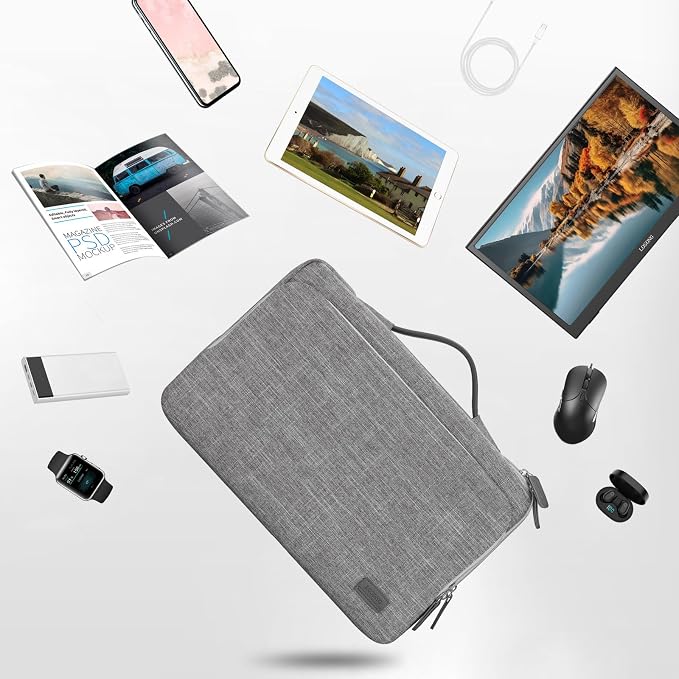18.5 Inch Portable Monitor Case, 18.5 inch Protective Carrying Cover with PU Handle, Large Accessory Pocket and Water Resistant for Travel Monitor Bag Display Screen Sleeve, Gray