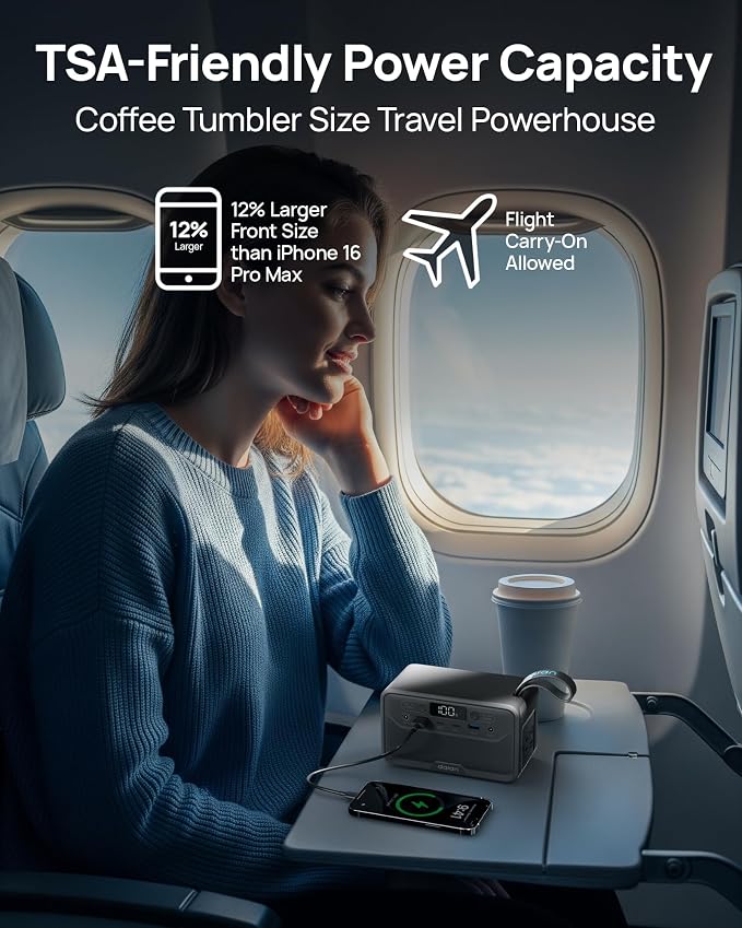 2026 Portable Power Station 89.6Wh LiFePO4 Battery, Solar Power Bank with AC Outlet 100W/110V, USB-C PD Two-Way Fast Charging Small Generator for Laptop, Camping, Home Backup, Office, TSA Approved