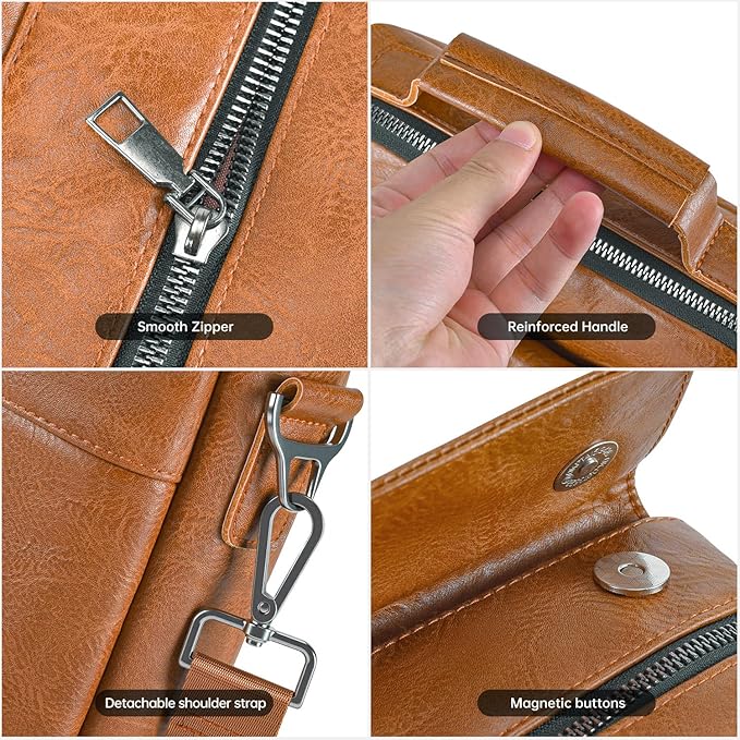11 Inch Tablet Sleeve Case, Leather iPad Bag for 2026 iPad Air 11 M4 M3 & Pro 11 M4 M5 with Magic Keyboard, Fire HD 10/Max 11, Galaxy Tab A9+ Plus, Brown