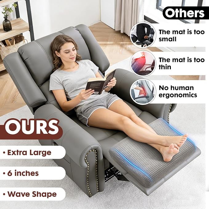B Shape Corduroy Recliner Foot Pillow, Foam Extra Large Foot Rest Cushion with Adjustable Straps, Suitable for Bed Chair Sofa Headrest Back Lumbar Leg Support Pillow (Dark Grey)