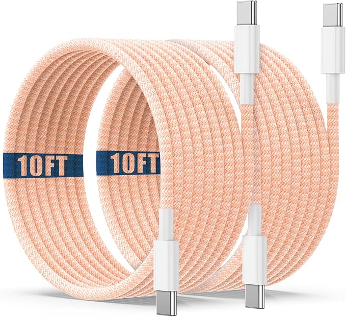 USB C to C Charging Cable 10ft, 60W Fast Type C to C Charger Cord Long for Apple iPhone 17 Pro Max/17 Air/16 Pro Max/15 Plus, MacBook Pro 2021/2020/2019,iPad 12.9/11 inch/Mini/Air 5/4,Samsung Galaxy