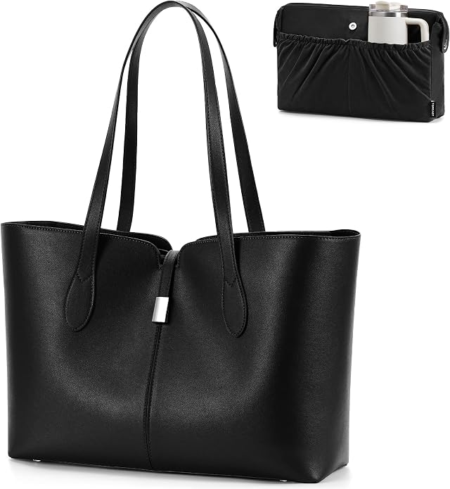 TOPEAST Laptop Tote Bag for Women with Removable Laptop Sleeve Lightweight 15.6" Work Shoulder Bag Leather Computer Handbag