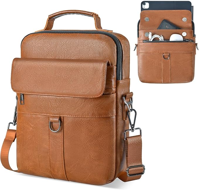 11 Inch Tablet Sleeve Case, Leather iPad Bag for 2026 iPad Air 11 M4 M3 & Pro 11 M4 M5 with Magic Keyboard, Fire HD 10/Max 11, Galaxy Tab A9+ Plus, Brown