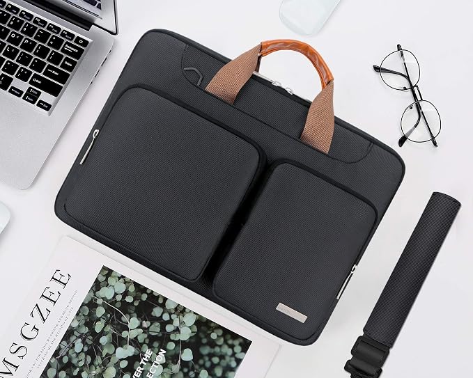 Lacdo 360° Protective Laptop Shoulder Bag for 13 inch MacBook Air M5 A3449 (2026), M4 A3240 2025, M3 A3113, M2 A2681, M1 A2337 A2179 A1932, 13 inch MacBook Neo A18 Pro A3404 (2026) Computer Bag, Black