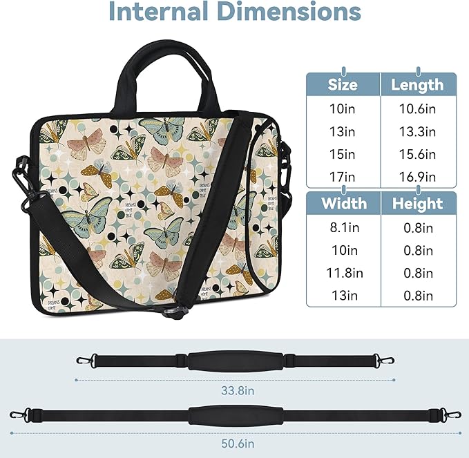RICHEN 17 inch Laptop Shoulder Bag Carrying Case with Handle Fits 15.6/16/17/17.3/17.4 inch Laptop Notebook (Butterflies Wishes, 16-17.3 inch)