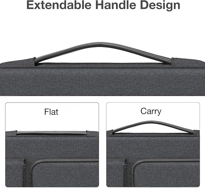 MOSISO 360 Protective Laptop Case 13.3 inch, 13-13.3 inch Laptop Sleeve Compatible with MacBook Air/Pro 13 / Pro 14, HP Dell ASUS Lenovo, Side Open Bag with 2 Raised&1 Flapover Pockets, Charcoal Gray