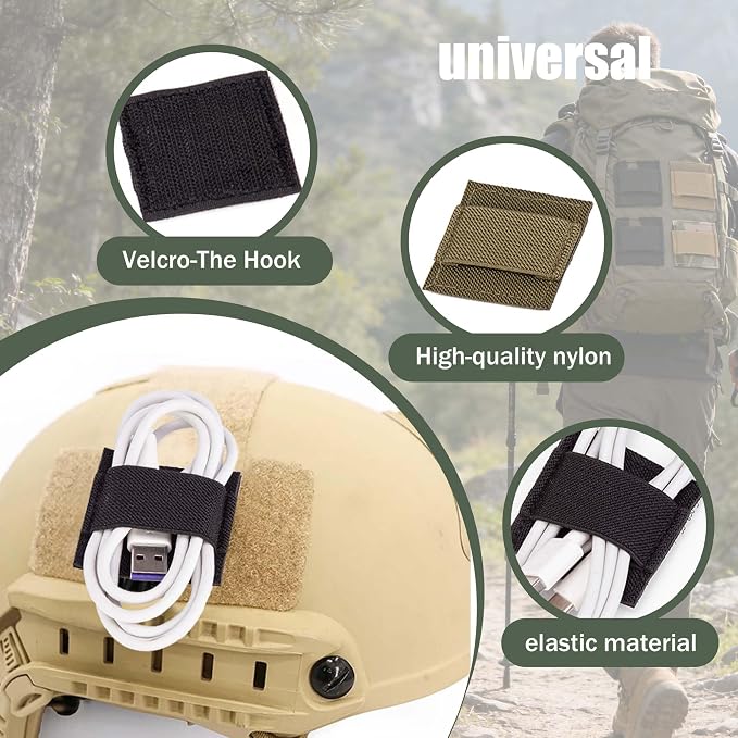 5 Pack,Hook and Loop Cable Management Panels | 2×2 inch Reusable Fastening Cable Ties for Tactical Helmet, Headset, Walkie-Talkie, Vest & Backpack Wire Organization