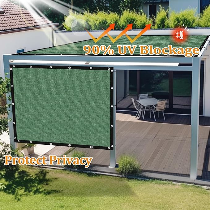 Shade&Beyond Customized Size 90% Sun Shade Cloth with Grommets, 10' X 15' Pergola Shade Cover Canopy, Mesh Tarp Sun Screens for Patio, Outdoor, Garden, Backyard GN01, Green
