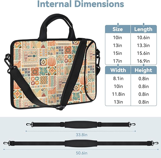 RICHEN 17 inch Laptop Shoulder Bag Carrying Case with Handle Fits 15.6/16/17/17.3/17.4 inch Laptop Notebook (Geometric Drawing, 16-17.3 inch)