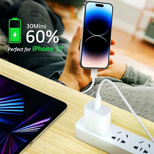 USB C to USB C Charging Cable for Apple 2Pack 6ft,Long Type C to C Fast Charger Cord,for iPhone 17/Air/16/16e/15/Pro/Plus/Pro Max,for MacBook Pro/Air,for iPad Pro12.9/11in,Air 4/5,Mini 6/7 60W