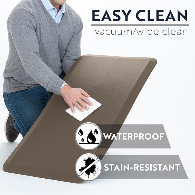 KANGAROO Anti Fatigue Mats for Kitchen Floor, 39x20, Reduce Foot, Knee, Back Pressure, 3/4 Inch Thick Cushioned Ergonomic Mat, Waterproof Comfort Rug for Under Sinks, Standing Desk, Stores, Cappuccino