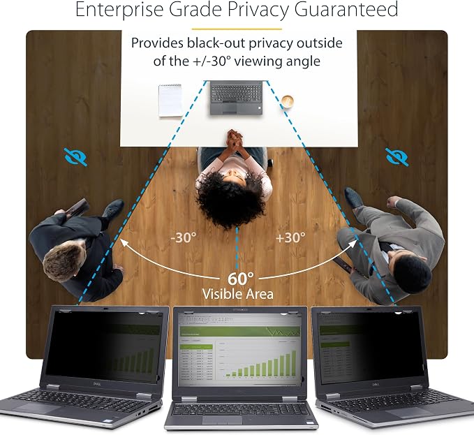 StarTech.com 16-inch 16:10 Flip-Up Privacy Screen with Touch, Laptop Security Shield, Anti-Glare Blue Light Filter