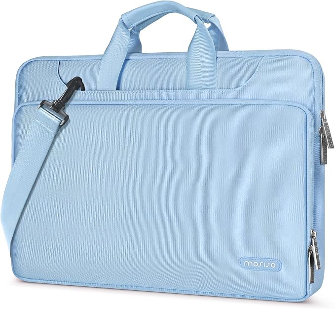 MOSISO 360 Protective Laptop Bag 13.3 inch, 13-14 inch Computer Bag Compatible with MacBook Air 13 inch/Pro 13 inch/Pro 14 inch,HP,Dell,Notebook, Laptop Carrying Case with Strap&Handle, Airy Blue