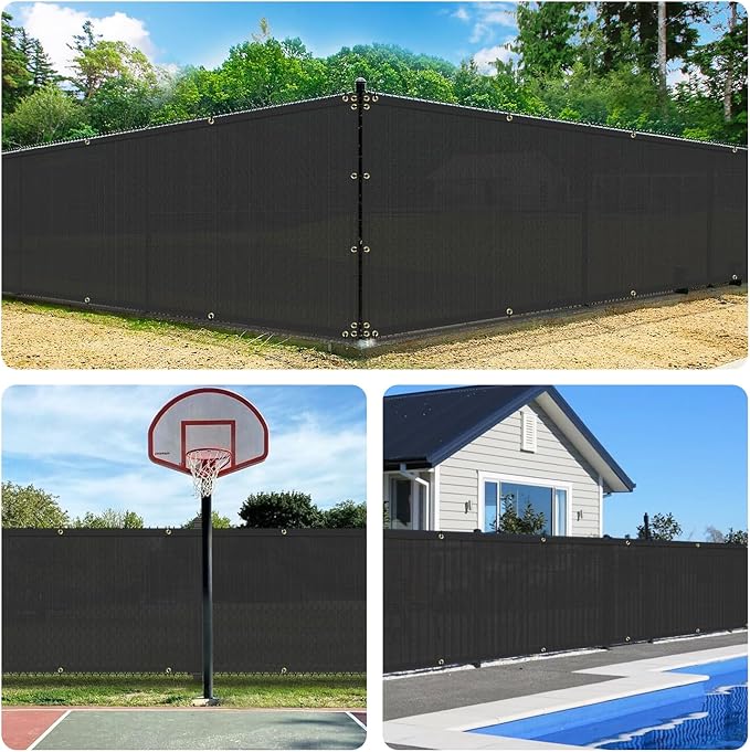 Bynbbur 6'x268' Privacy Fence Screen Net Fencing 90% Privacy Blockage Windscreen Fence Cover with Copper Grommet for Patio Backyard Garden Swimming Pool, Zip Ties Included, Black