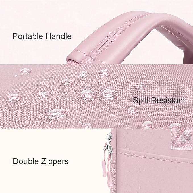 Laptop Case 16 inch,15-15.6 inch Laptop Sleeve Bag Compatible with MacBook Pro 16 M5 M4 M3 M2 M1,HP Dell Acer ASUS Lenovo Notebook,Neoprene Computer Bag with Handle&Curved Pocket, Pink