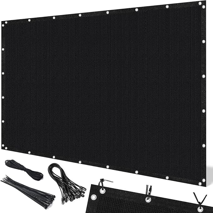 Artpuch 90% Sun Shade Cloth, 6 x 20 FT Pergola Shade Cover Canopy with Grommets, Sun Screen Fabric Tarp for Patio, Outdoor, Garden, Backyard, Black