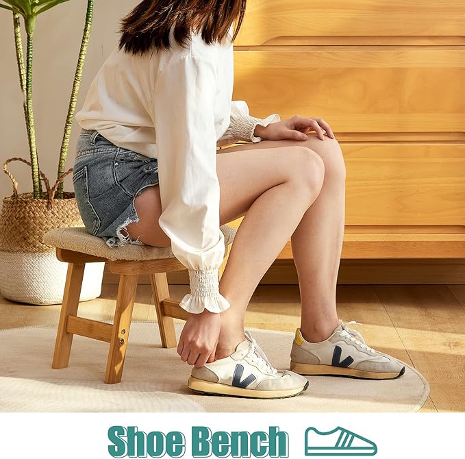 viewcare Foot Stool, Foot Stool Small, Ottoman Foot Rest, Wood Stool for Living Room, Bedroom, and Kitchen