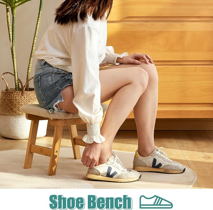 viewcare Foot Stool, Foot Stool Small, Ottoman Wood Foot Rest for Living Room, Bedroom, and Kitchen