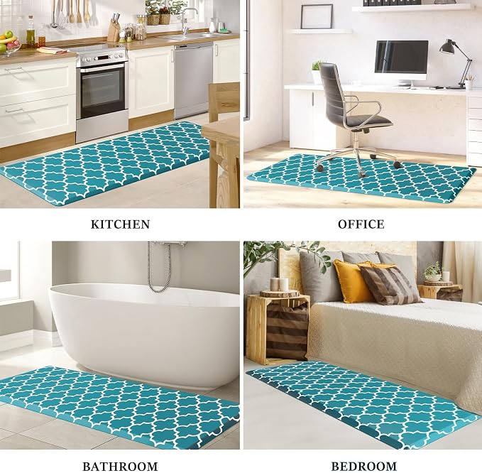 WISELIFE Anti Fatigue Floor Mat - 4/5 Inch Thick Kitchen Mat Non Slip Waterproof Heavy Duty Ergonomic Comfort Mat Durable for Home, Office, Sink, Laundry,(24" x 70", Green)