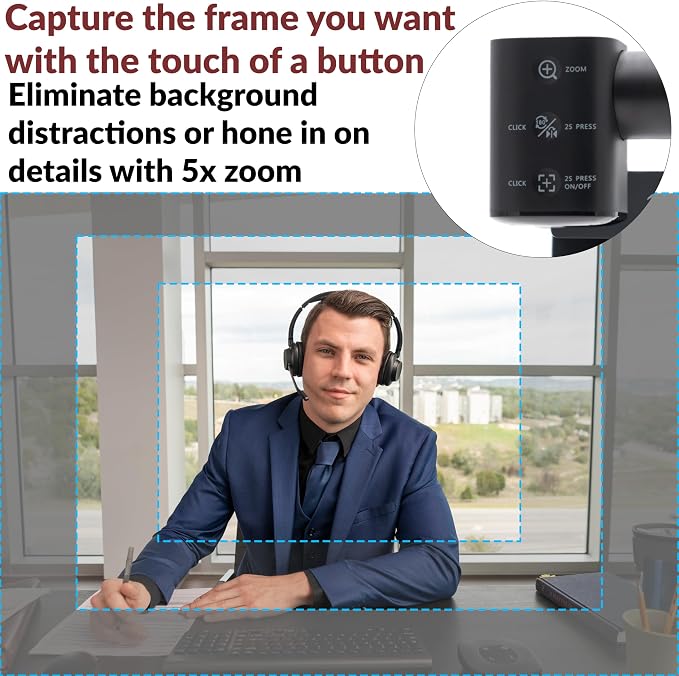 CA Essential Webcam Flex (WC-Flex) – Multi-function HD webcam with three mounting positions, Center View for better eye contact, Table View for desktop sharing and Traditional View on top of a monitor