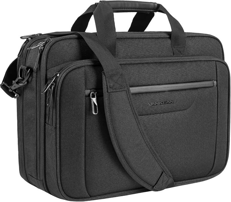 VANKEAN Laptop Briefcase Premium Laptop Case Fits Up to 17.3 Inch Business Shoulder Bag Laptop Expandable Water-Repellent
